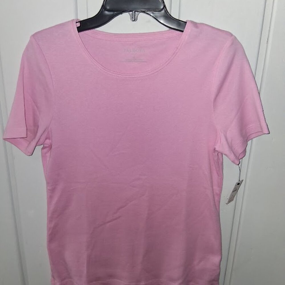 Talbots Round Neck Cotton Short Sleeve Tee Shirt NWT Asst Sizes Pink